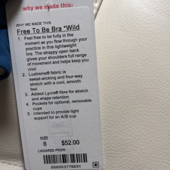 NWT PSDN LULULEMON FREE TO BE BRA WILD POSEIDON - Picture 2 of 5
